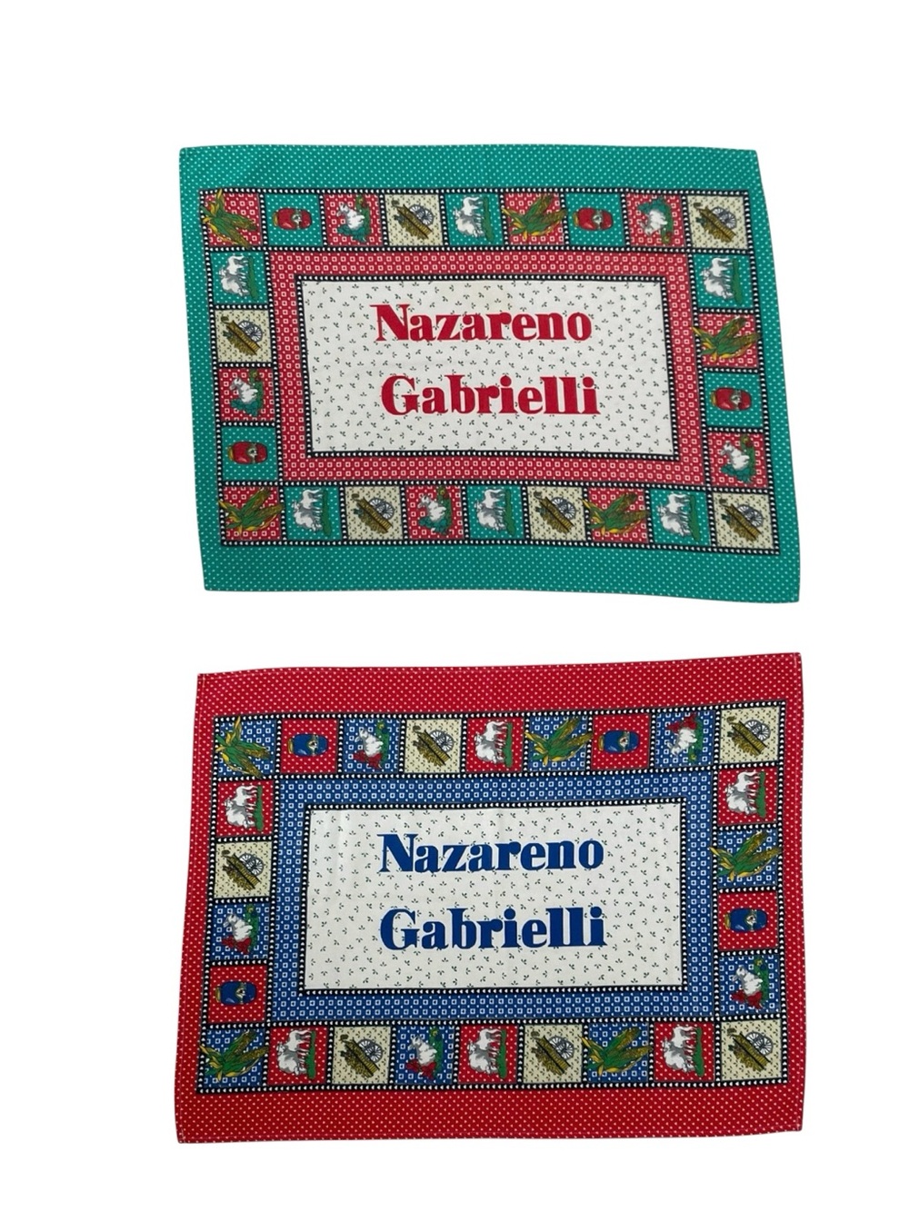 NAZARENO GABRIELLI Vintage Cotton Tea Towels Placemat (2)  Historic Luxury Brand